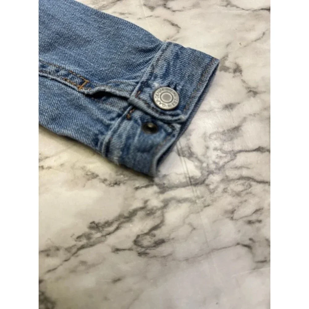 Gap Toddlers Unisex Distressed Snap Front Jean Jacket Blue Size 3T